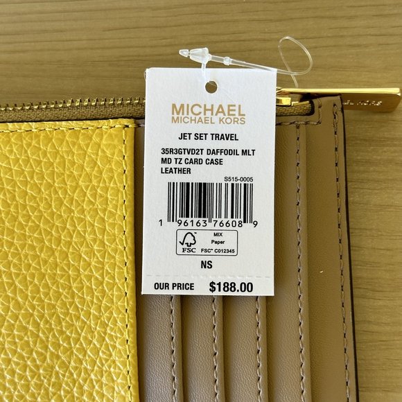 Michael Kors Travel Carine XS Crossbody Daffodil/ Top Zip Card Case Wallet Multi - Picture 12 of 12